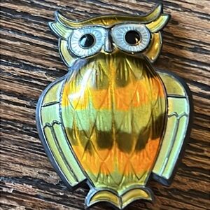 MCM Sterling Silver 925 & Enameled Owl Norway David Andersen brooch
